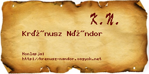 Krénusz Nándor névjegykártya