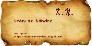 Krénusz Nándor névjegykártya
